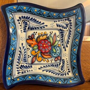 Hand Crafted Mexican Talavera Pottery Square 8” Plate